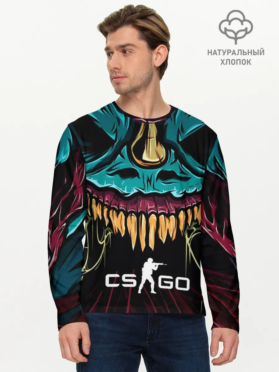 Мужской лонгслив базовый / CS GO hyper beast skin
