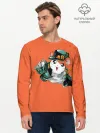 Мужской лонгслив базовый / Джоджо хомяк на оранжевом