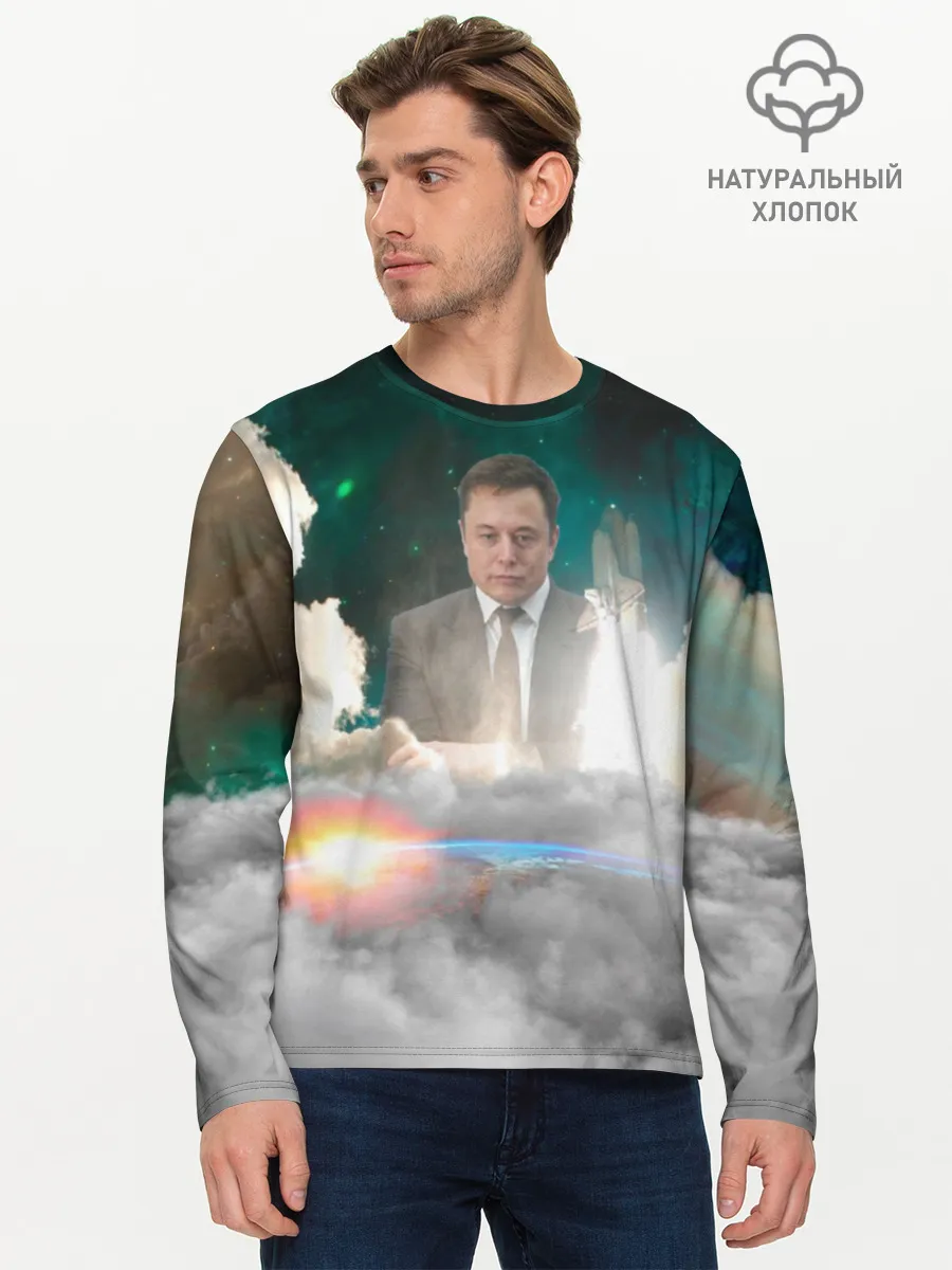 Мужской лонгслив базовый / Elon Musk Thinker