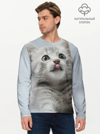 Мужской лонгслив базовый / Котенок