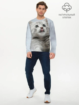 Мужской лонгслив базовый / Котенок