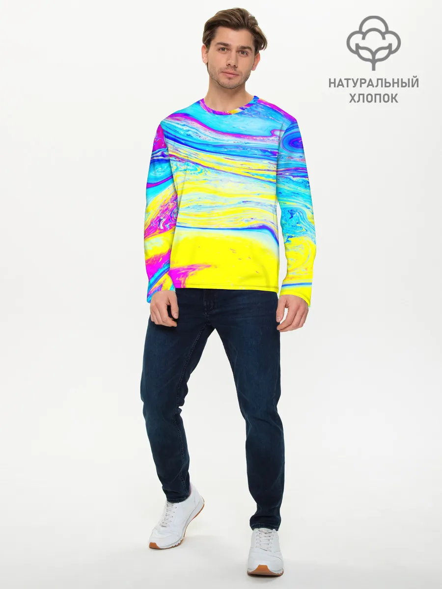 Мужской лонгслив базовый / Разводы красок