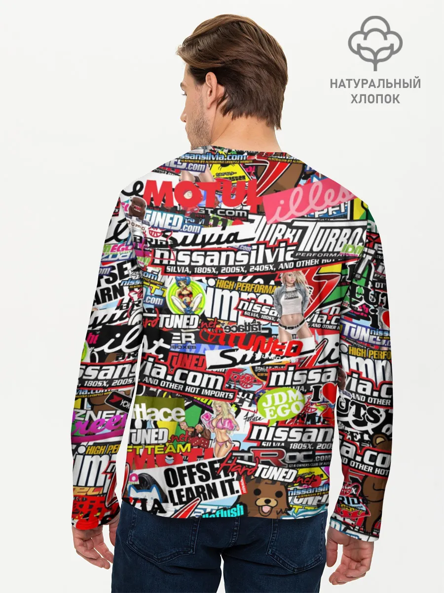 Мужской лонгслив базовый / Cars Stickerbombing