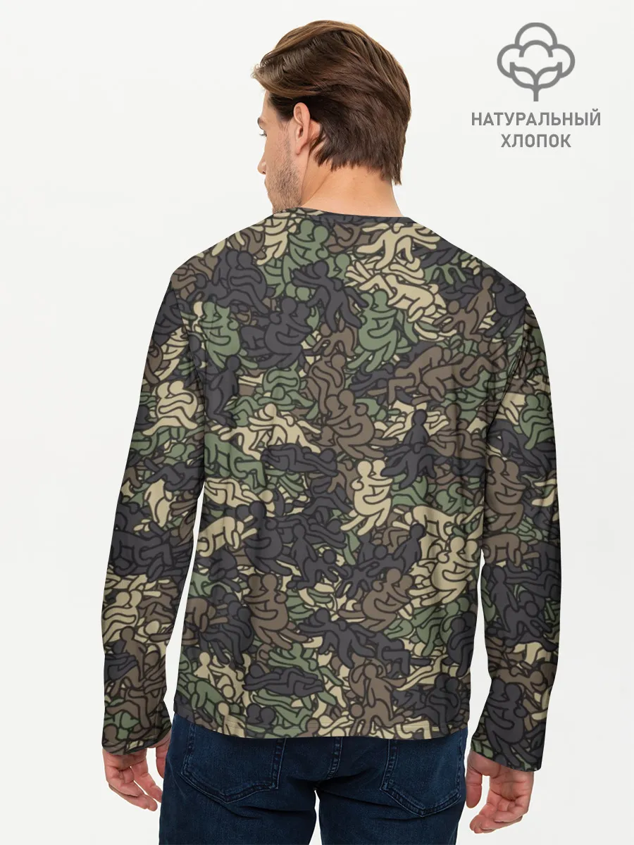 Мужской лонгслив базовый / Камуфляж с секс позами