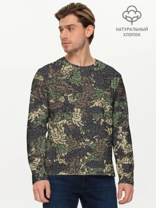 Мужской лонгслив базовый / Камуфляж с секс позами