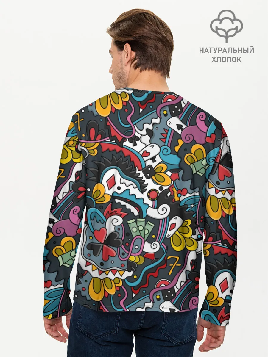 Мужской лонгслив базовый / Покерный коллаж