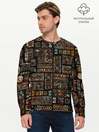 Мужской лонгслив базовый / Этнический орнамент
