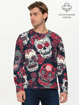 Мужской лонгслив базовый / Мексиканские черепа