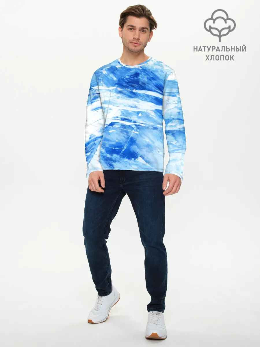 Мужской лонгслив базовый / Вода акварель