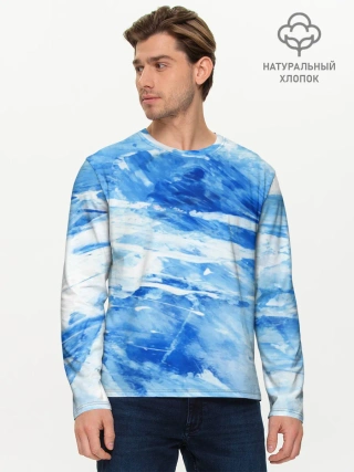 Мужской лонгслив базовый / Вода акварель