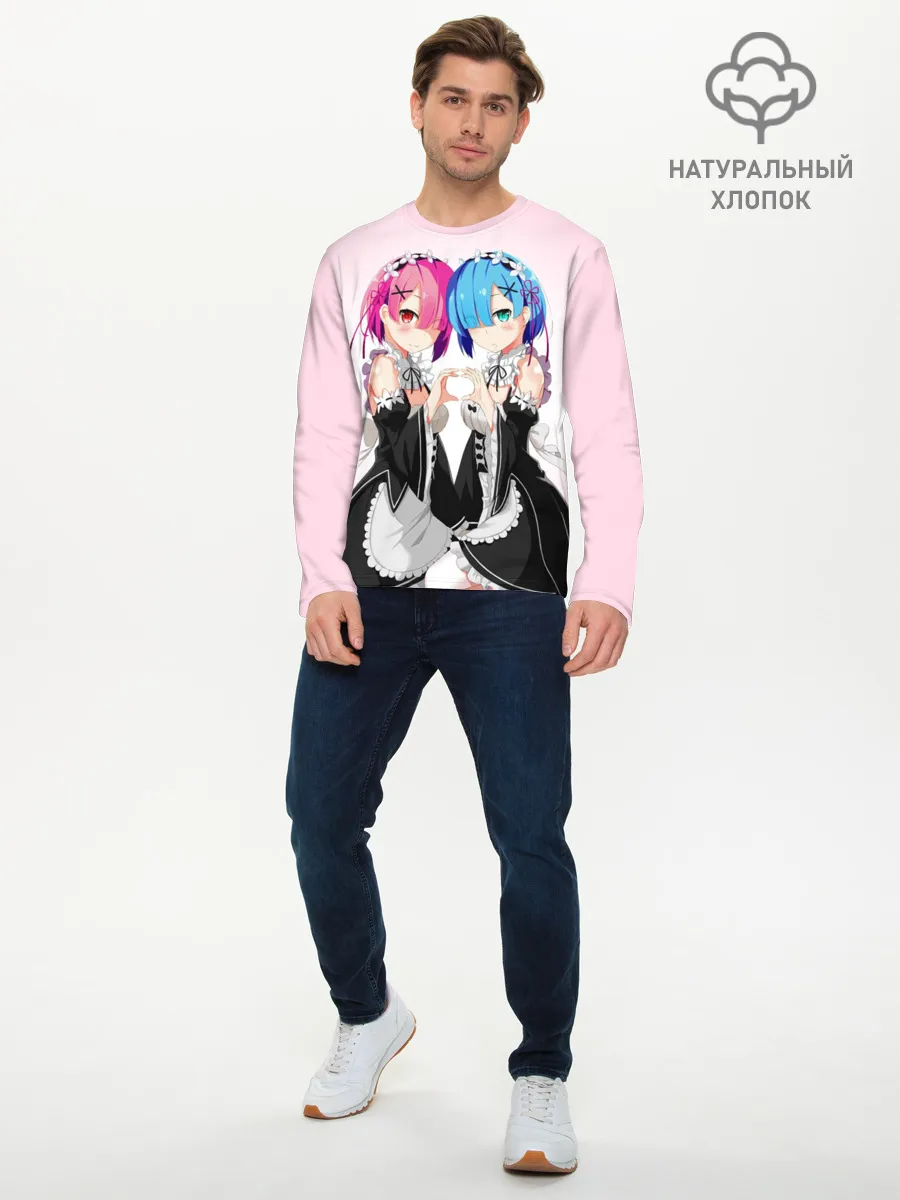 Мужской лонгслив базовый / Re:Zero. Рем и Рам