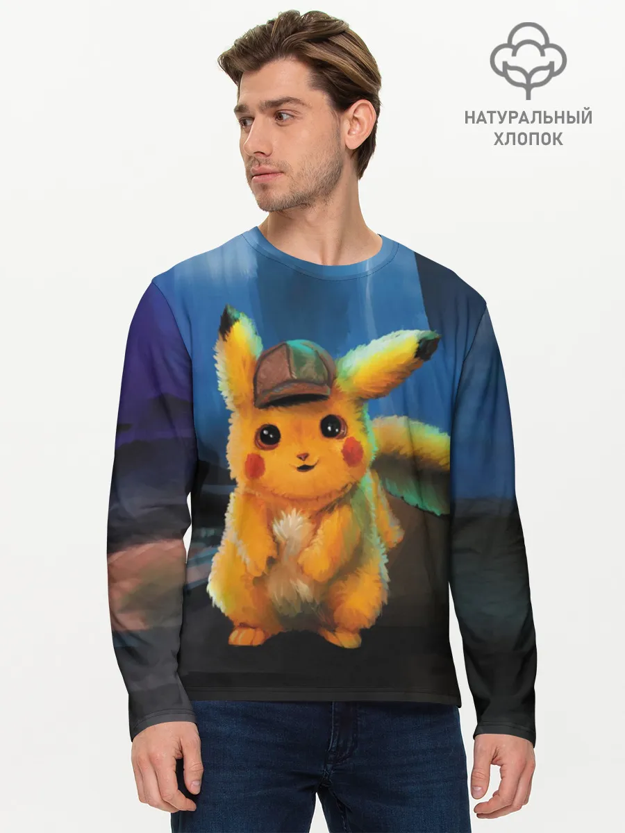 Мужской лонгслив базовый / Detective Pikachu