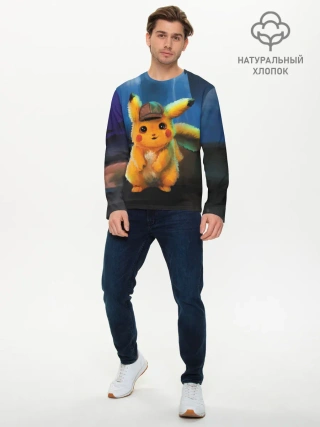 Мужской лонгслив базовый / Detective Pikachu