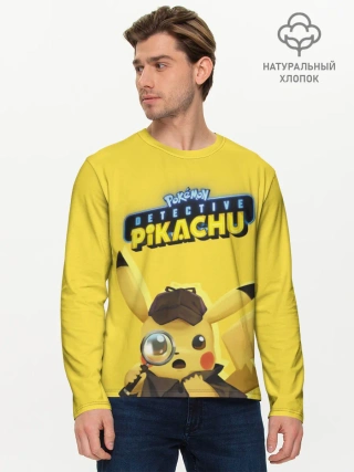 Мужской лонгслив базовый / Детектив Пикачу