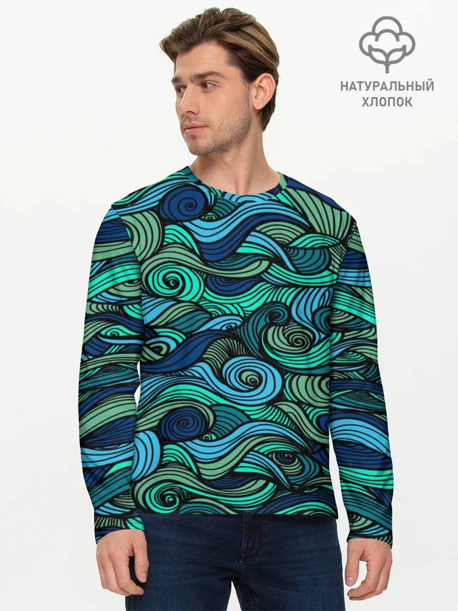 Мужской лонгслив базовый / Морская пучина