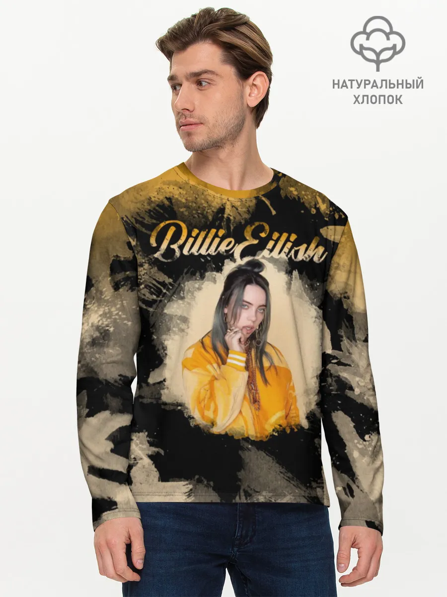 Мужской лонгслив базовый / Billie Eilish Акварель