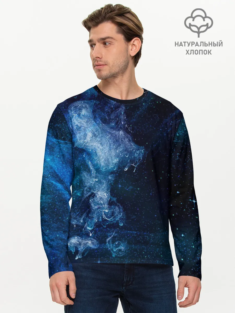 Мужской лонгслив базовый / Синий космос