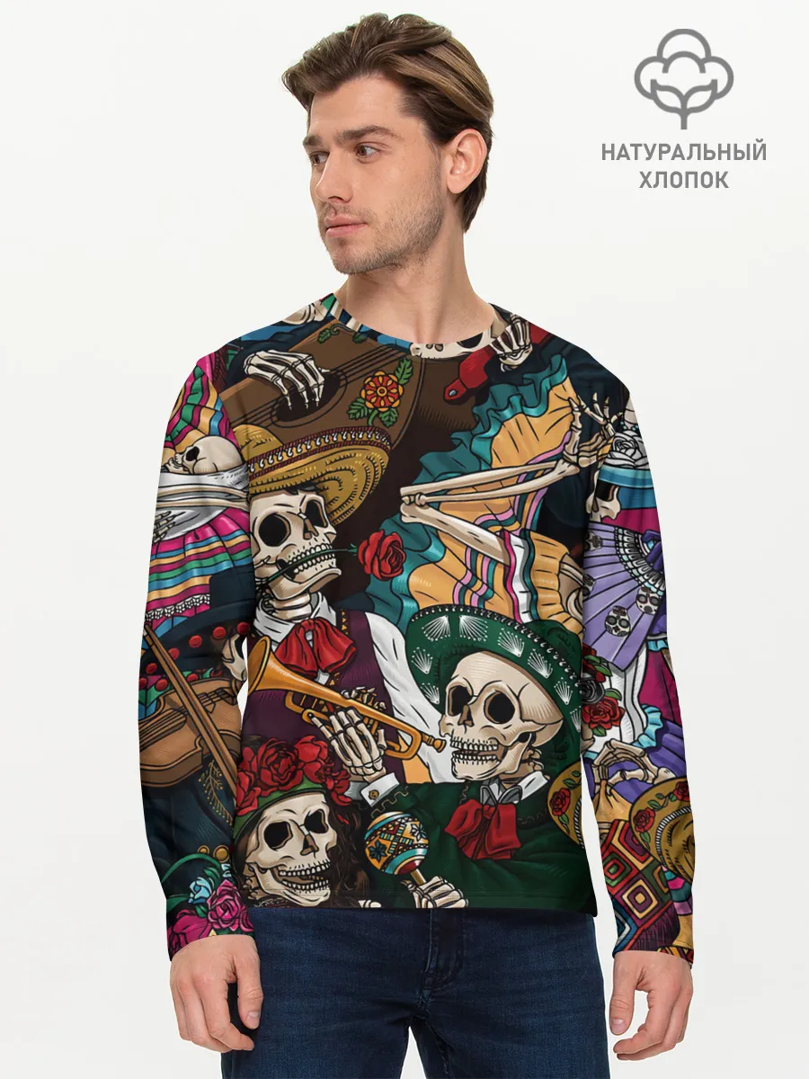 Мужской лонгслив базовый / Мексиканская Вечеринка