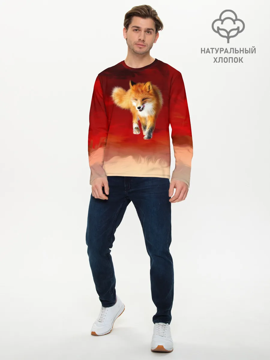 Мужской лонгслив базовый / Огненная Лиса