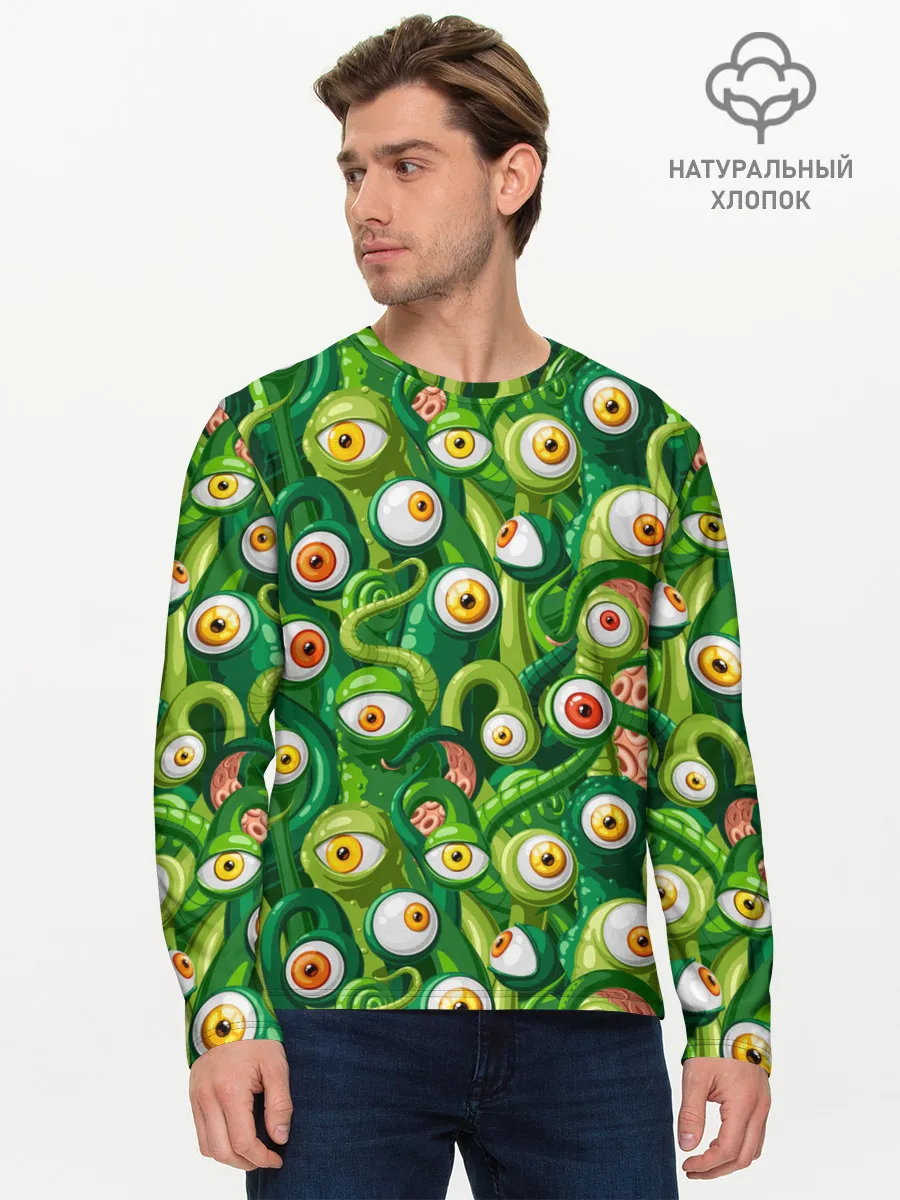 Мужской лонгслив базовый / Щупальца с глазами