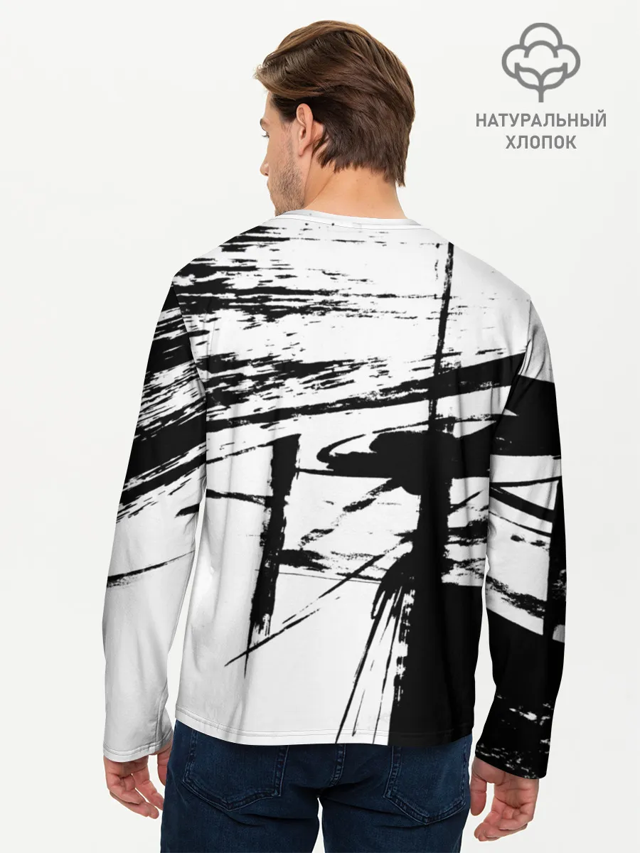 Мужской лонгслив базовый / Черно-белая футболка