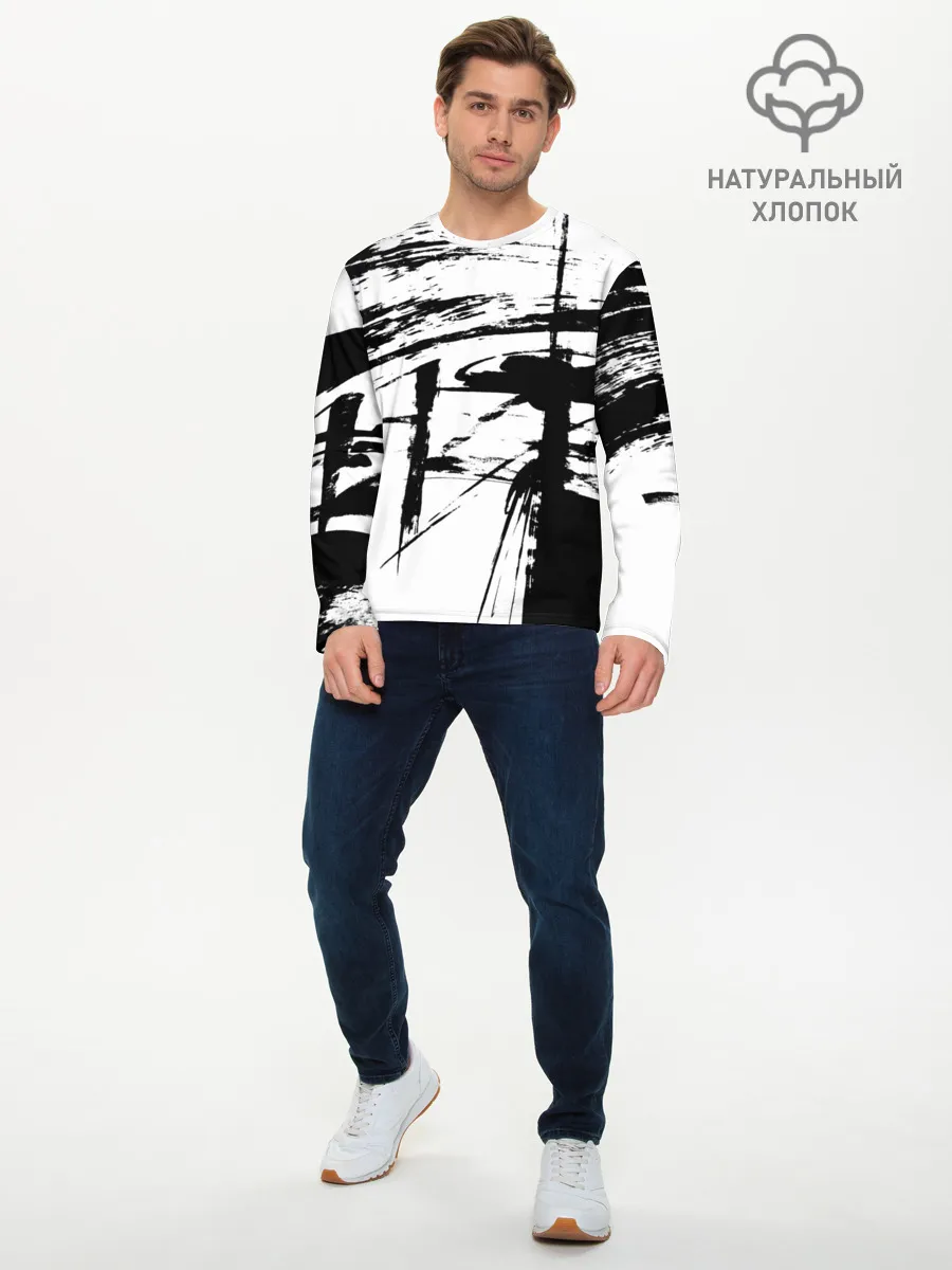 Мужской лонгслив базовый / Черно-белая футболка