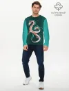 Мужской лонгслив базовый / Дракон Хаку зеленый градиент