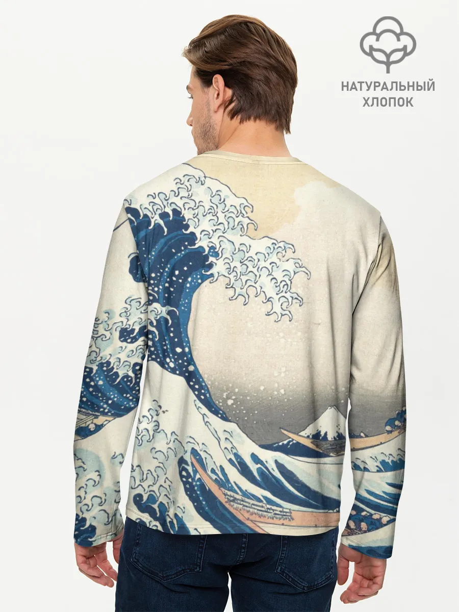 Мужской лонгслив базовый / Большая волна в Канагаве
