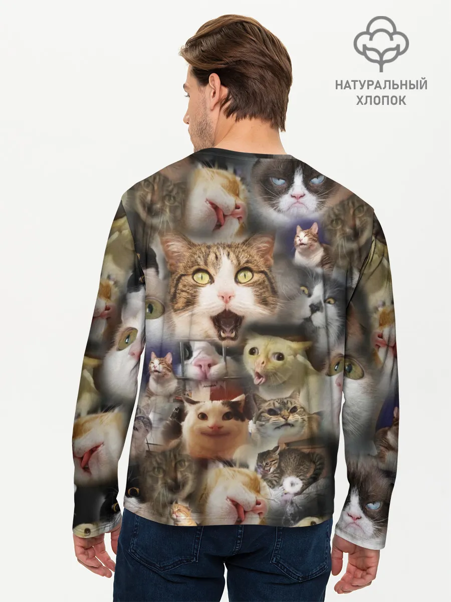 Мужской лонгслив базовый / Те самые коты