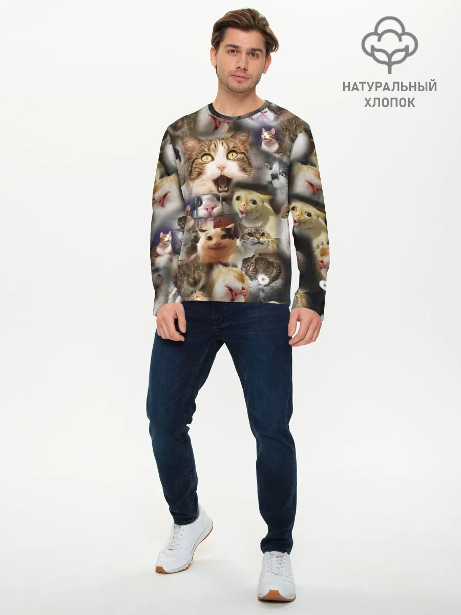 Мужской лонгслив базовый / Те самые коты