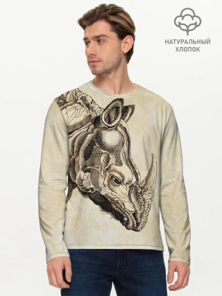 Мужской лонгслив базовый / Носорог