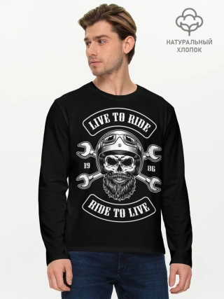 Мужской лонгслив базовый / Vintage motorcycle label