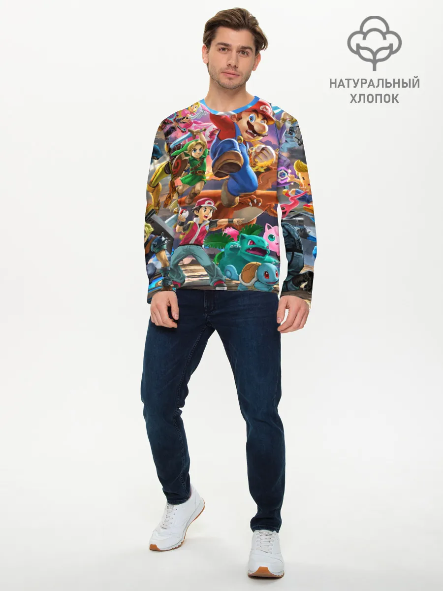 Мужской лонгслив базовый / Super Smash Bros ultimate