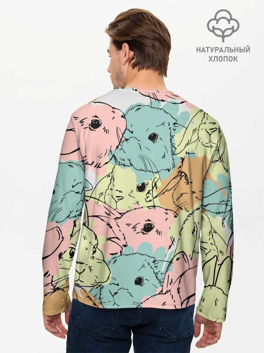 Мужской лонгслив базовый / Акварельные Зайки