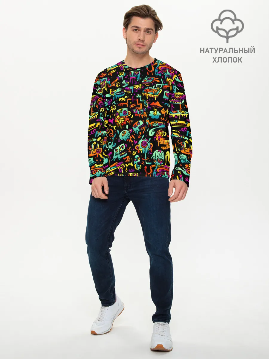 Мужской лонгслив базовый / Кислотный Диджей