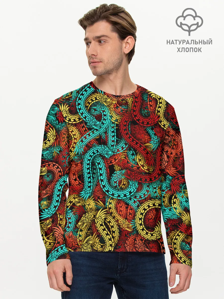 Мужской лонгслив базовый / Кетцалькоатли