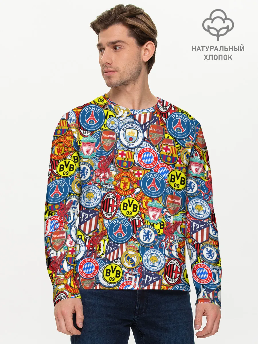 Мужской лонгслив базовый / ЛОГОТИПЫ ФУТБОЛЬНЫХ КОМАНД
