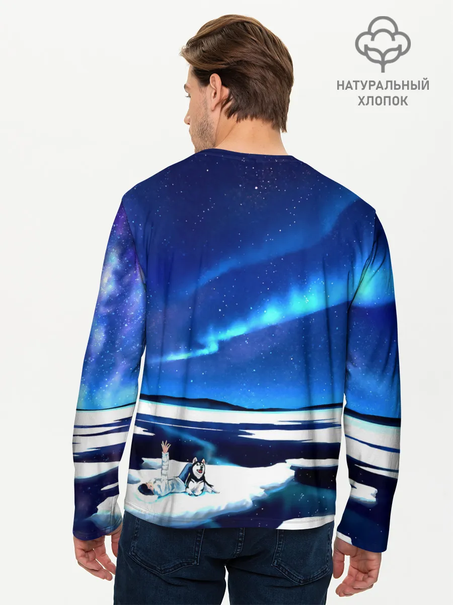 Мужской лонгслив базовый / Мальчик и Хаски