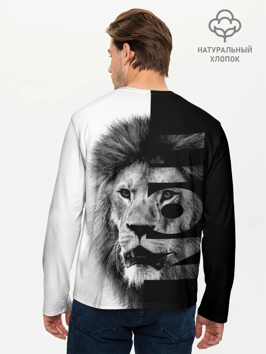 Мужской лонгслив базовый / Лев царь зверей