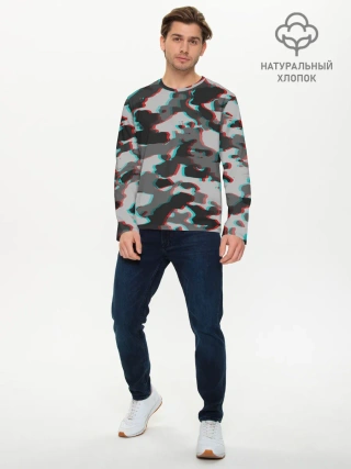 Мужской лонгслив базовый / Серый камуфляж