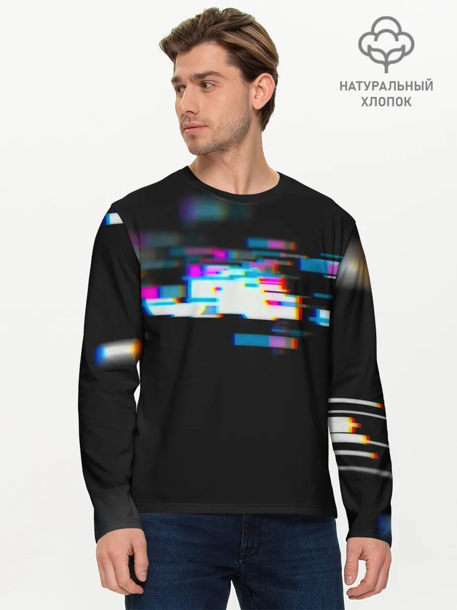 Мужской лонгслив базовый / Глитч