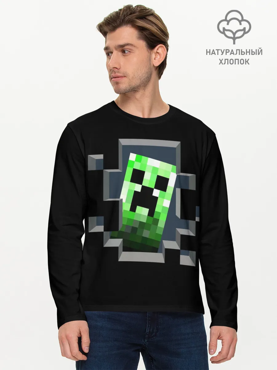Мужской лонгслив базовый / Майнкрафт, Крипер