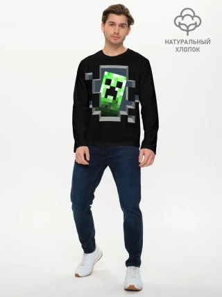 Мужской лонгслив базовый / Майнкрафт, Крипер