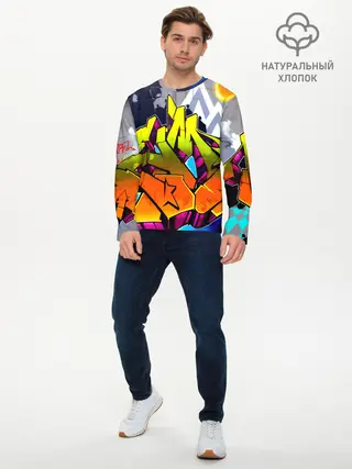 Мужской лонгслив базовый / НЕОНОВОЕ ГРАФФИТИ