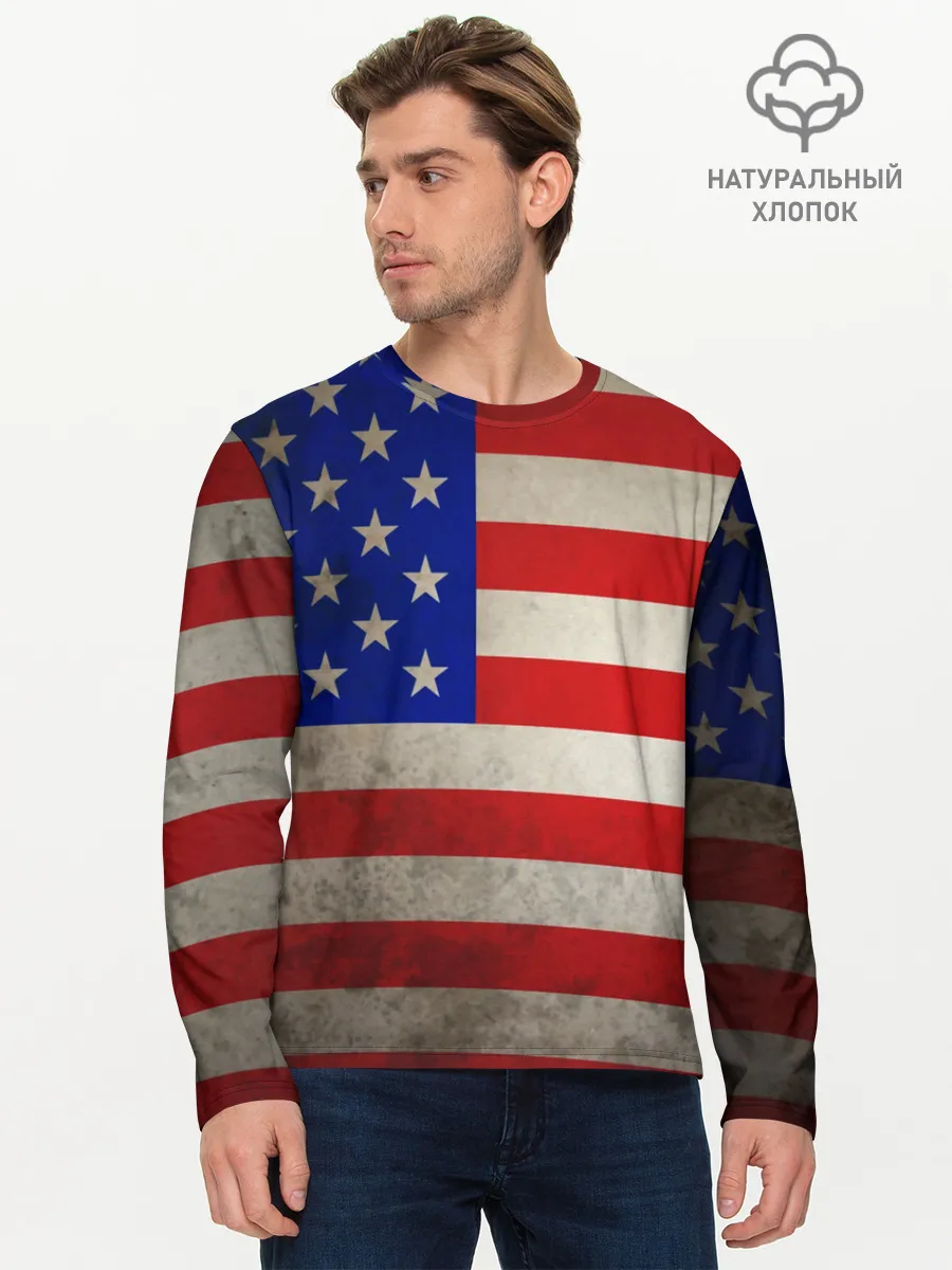 Мужской лонгслив базовый / Американский флаг