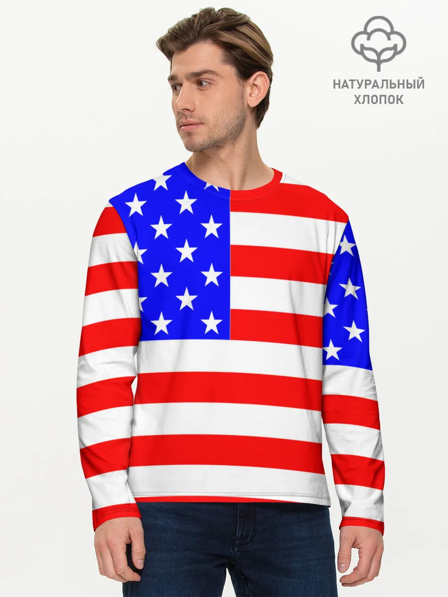Мужской лонгслив базовый / АМЕРИКАНСКИЙ ФЛАГ
