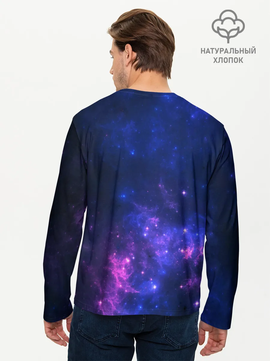 Мужской лонгслив базовый / Неоновый космос