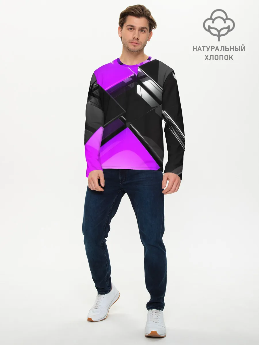Мужской лонгслив базовый / Неоновые кубы