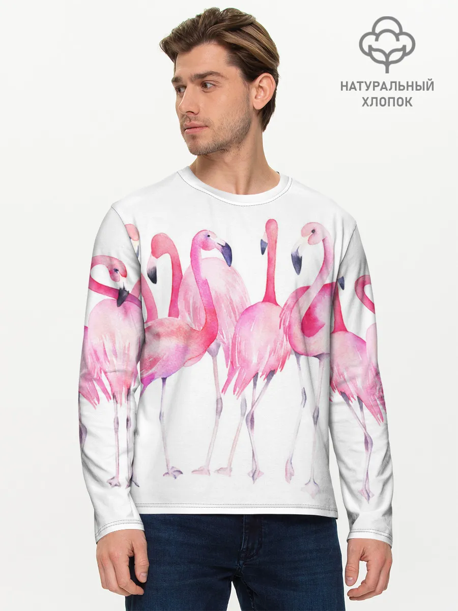 Мужской лонгслив базовый / Фламинго