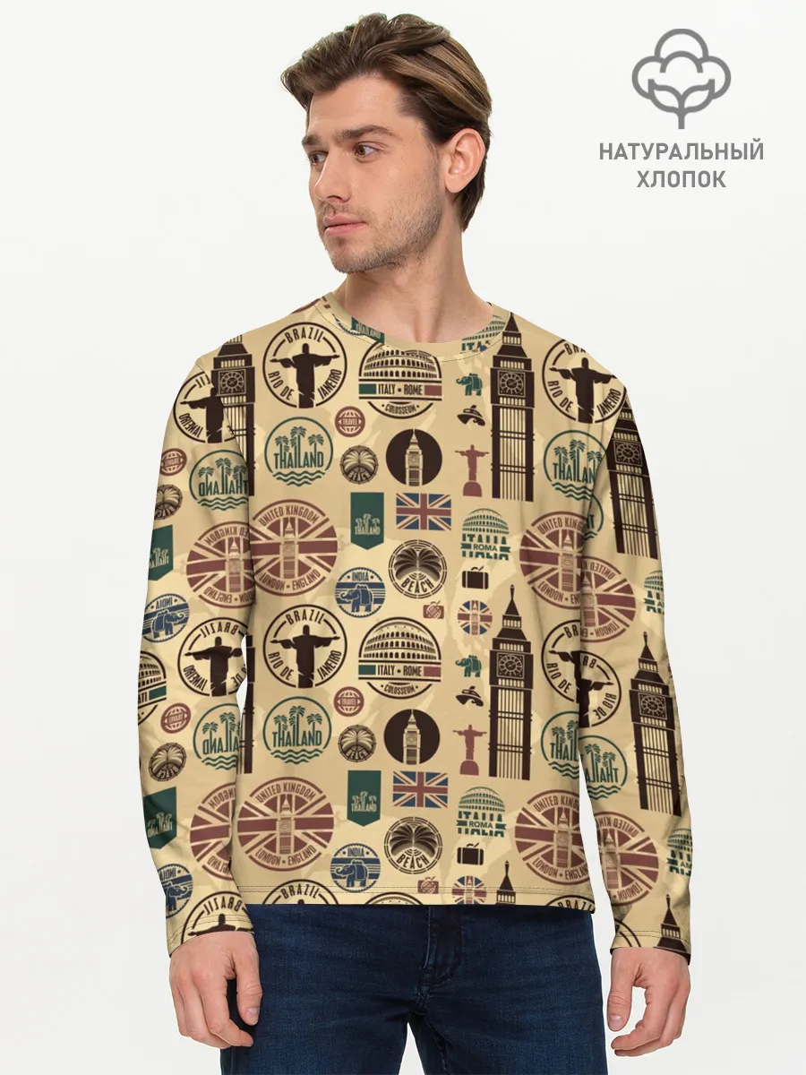 Мужской лонгслив базовый / Путешествие